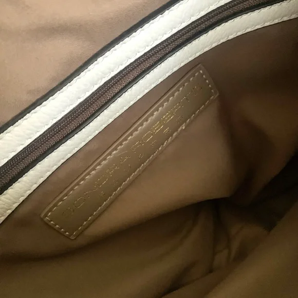 Sondra Roberts White Faux Pebble Leather Hobo Bag w Metallic Gold Braided Strap - Picture 14 of 14